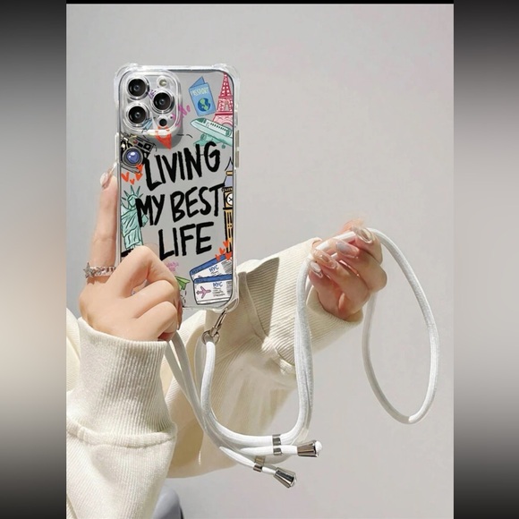 IPHONE CASE. LIVING MY BEST LIFE FOR Iphone 14 and 15 promax - Picture 1 of 7